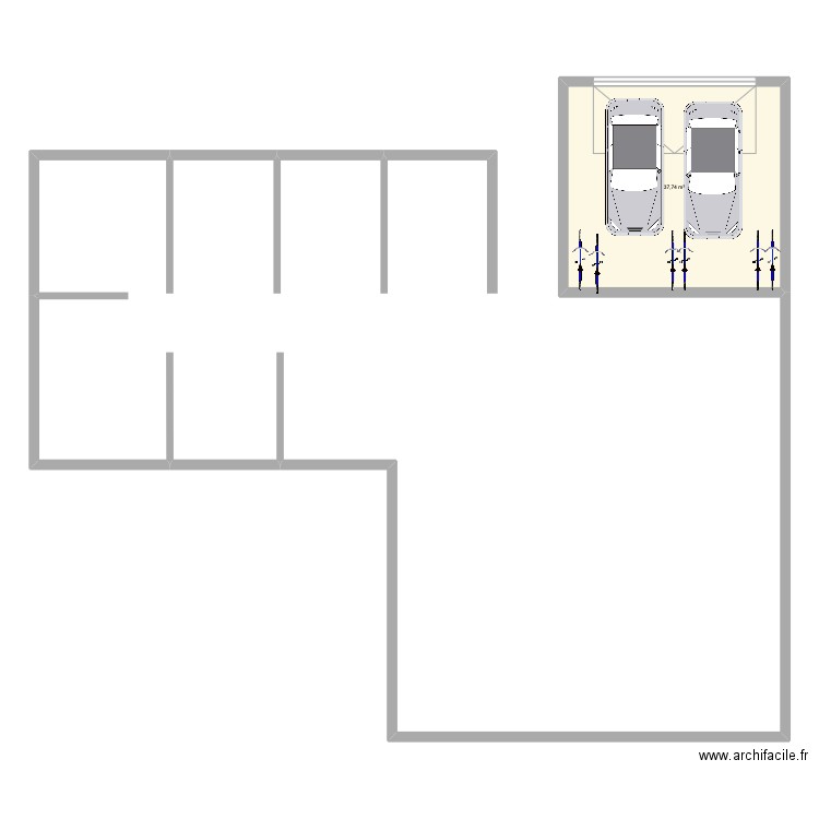 Test plan. Plan de 1 pièce et 38 m2