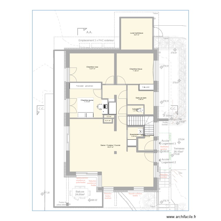 Viuz - 1er étage. Plan de 11 pièces et 108 m2