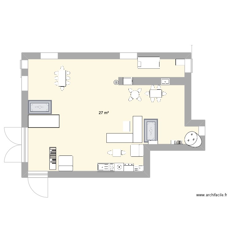 Local. Plan de 1 pièce et 27 m2