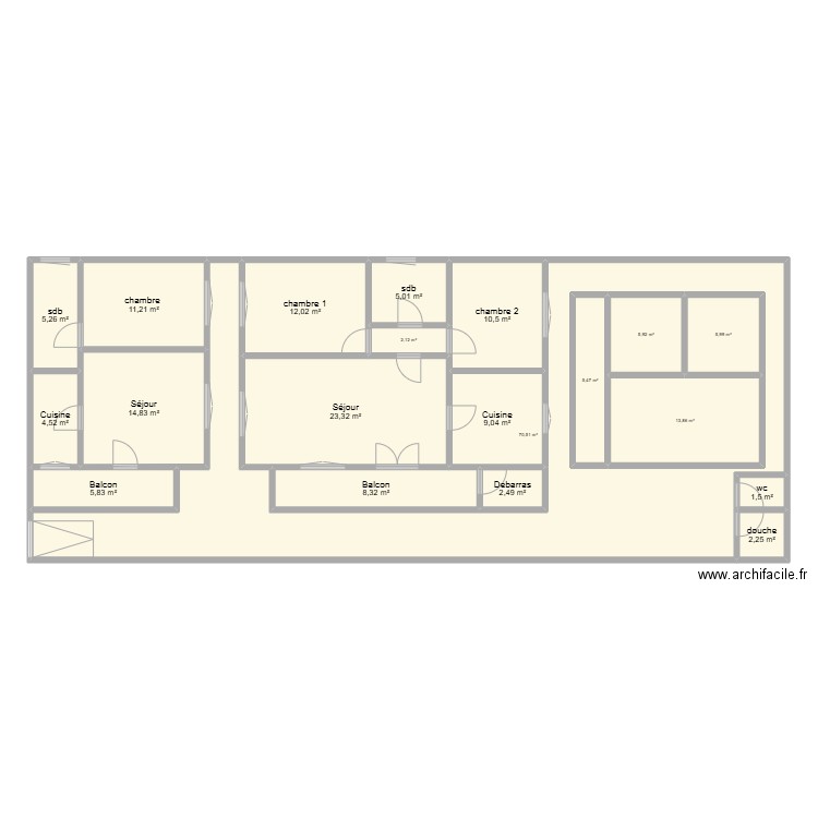 MPAKA 120 BB1. Plan de 20 pièces et 257 m2