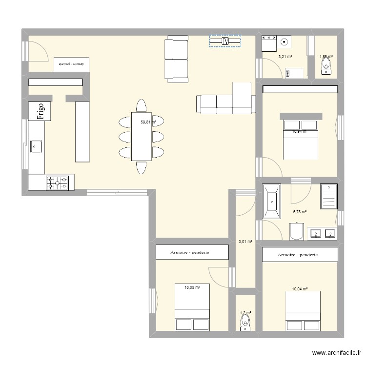 La chèvrerie 3. Plan de 9 pièces et 107 m2