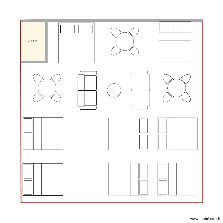 SALON DE LA MAISON. Plan de 1 pièce et 2 m2