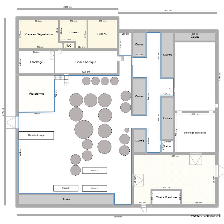 Plan d'intervention RDC. Plan de 21 pièces et 1298 m2