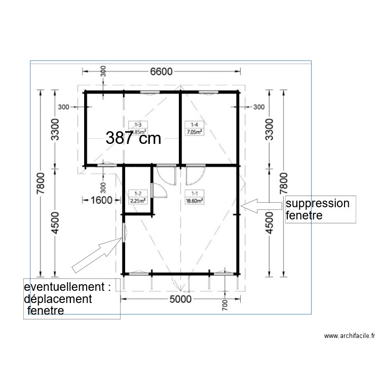 chalet_Hm. Plan de 4 pièces et 40 m2