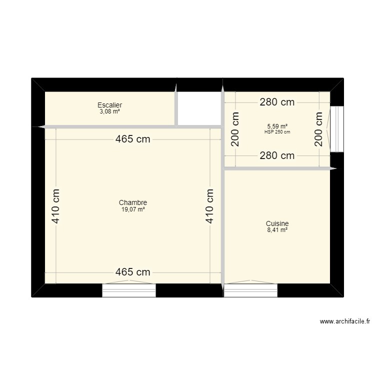 Maison. Plan de 4 pièces et 36 m2