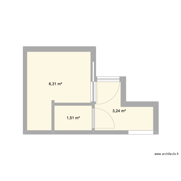 sdb V1. Plan de 3 pièces et 11 m2