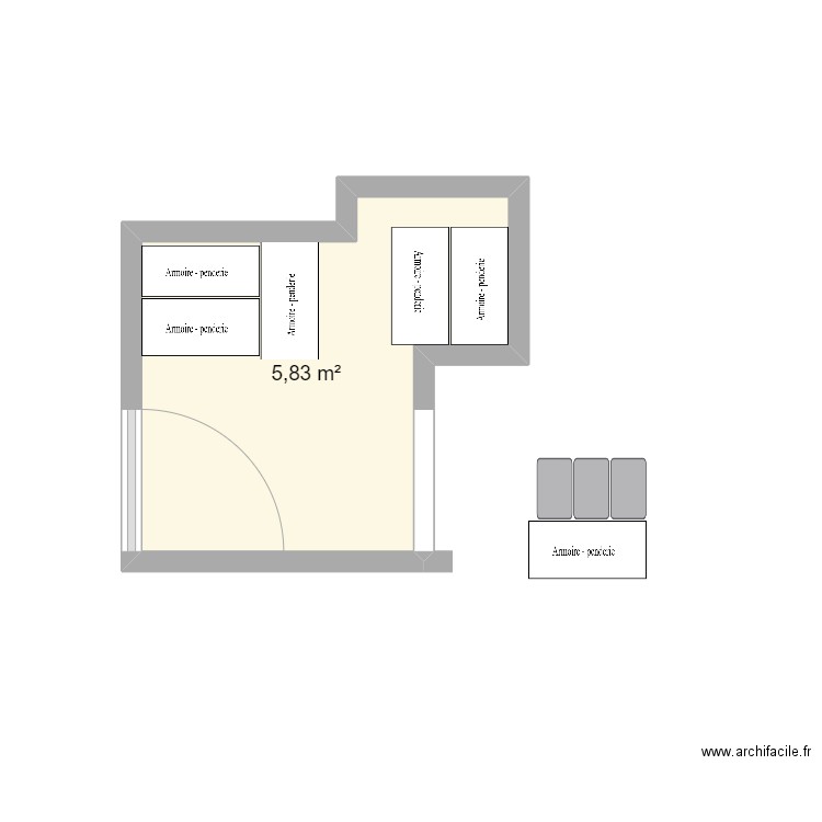 Cajas y Anaqueles 2. Plan de 1 pièce et 6 m2