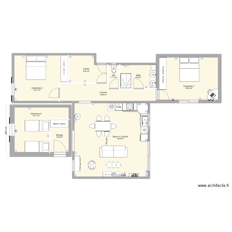 Oléron plan électrique. Plan de 9 pièces et 108 m2