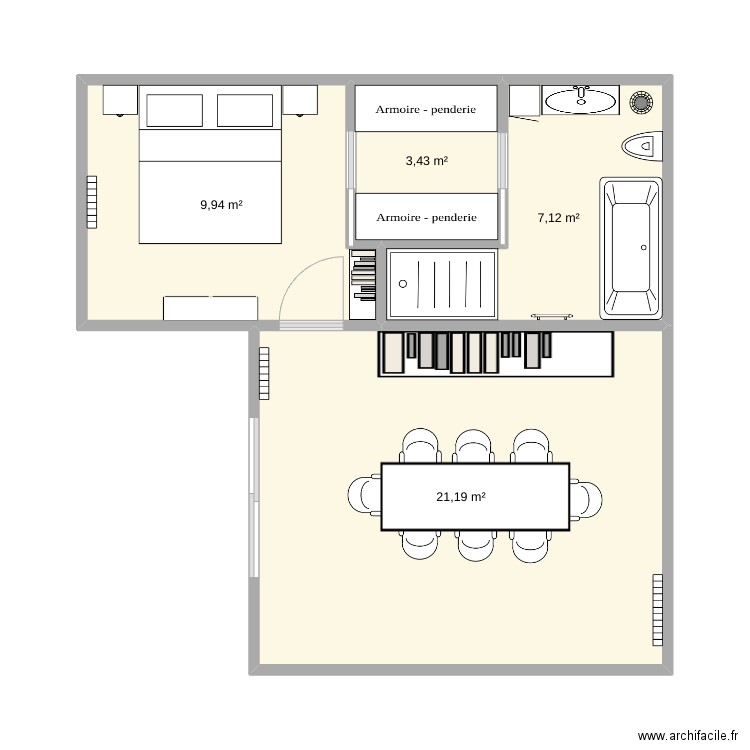 extention orchies. Plan de 4 pièces et 42 m2