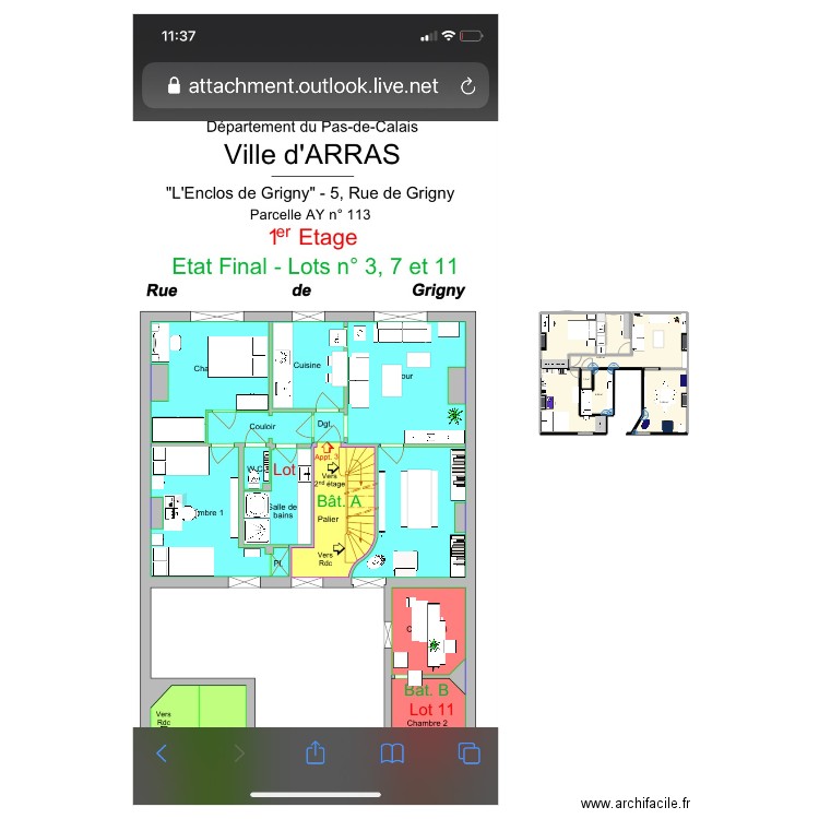 Grigny. Plan de 4 pièces et 76 m2