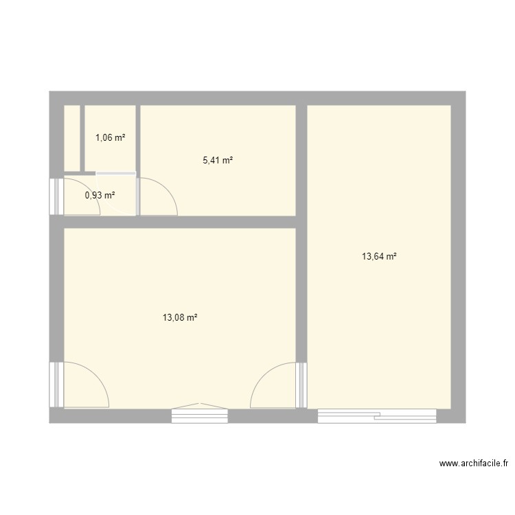 Jonvaux existant. Plan de 6 pièces et 34 m2