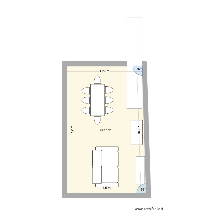 Lux2. Plan de 1 pièce et 32 m2