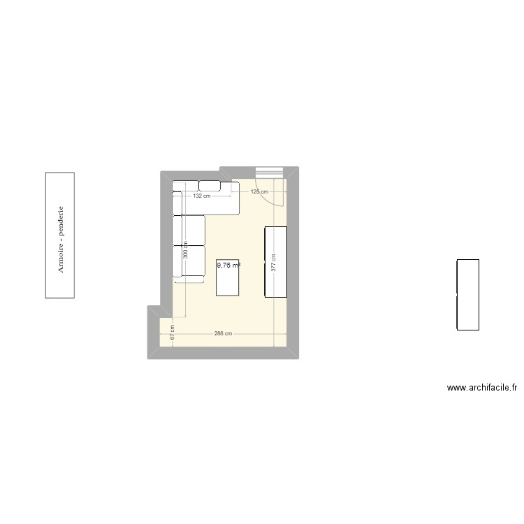 piece 2. Plan de 1 pièce et 10 m2