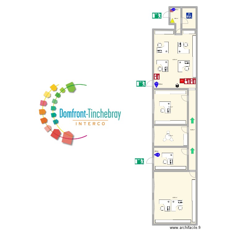 BUREAU CDC. Plan de 8 pièces et 154 m2