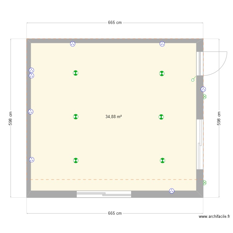 BUVETTE. Plan de 1 pièce et 35 m2