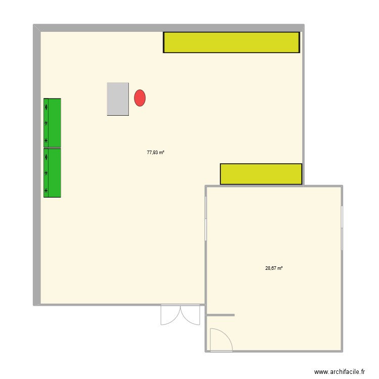 Restos - Stock01. Plan de 2 pièces et 107 m2