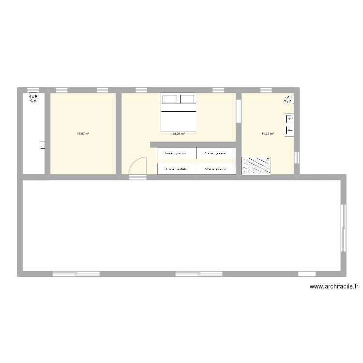 St Michel 1. Plan de 3 pièces et 49 m2