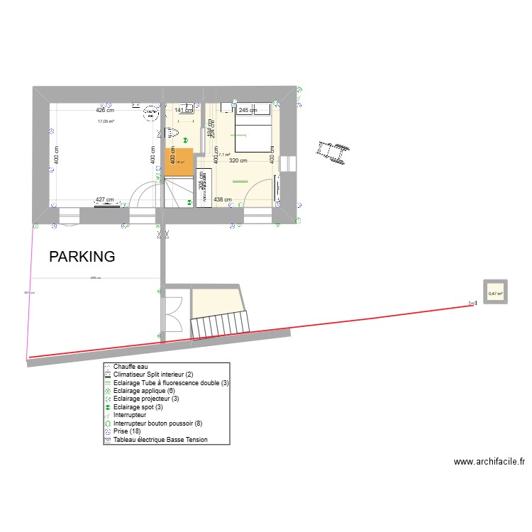 GR MAISON HAUT - TEST CHAMBRE PMR. Plan de 4 pièces et 37 m2