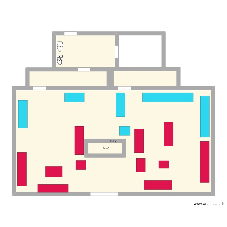 plan espace de vente. Plan de 5 pièces et 125 m2