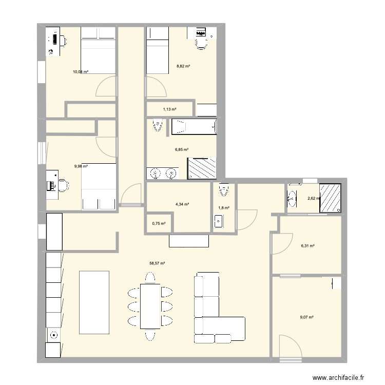 Maison. Plan de 12 pièces et 120 m2