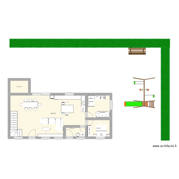 maison. Plan de 4 pièces et 47 m2