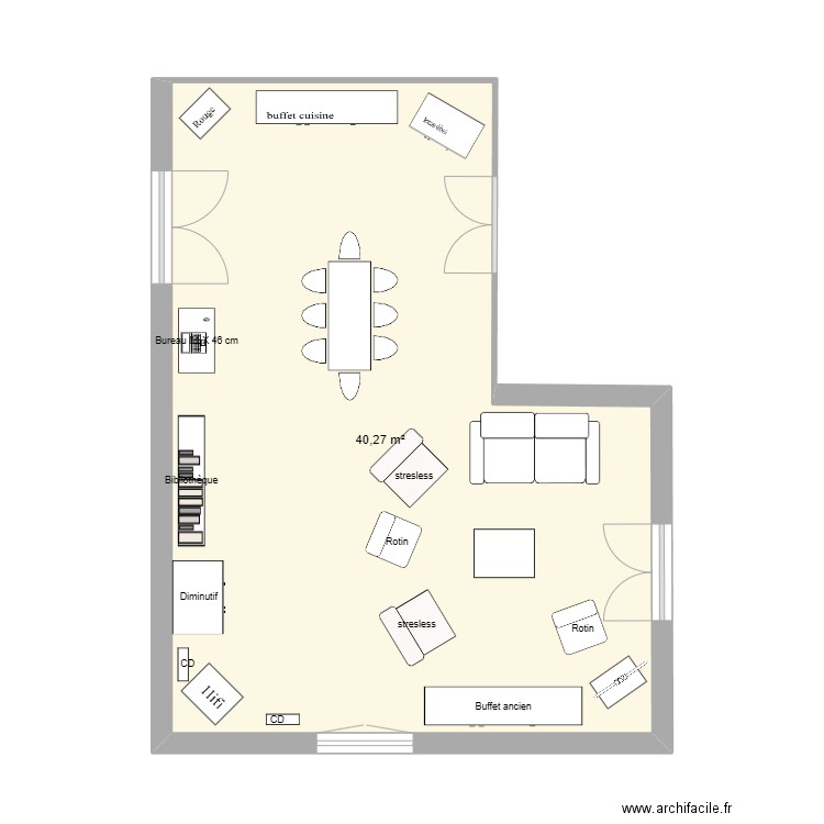 SEJOUR. Plan de 1 pièce et 40 m2