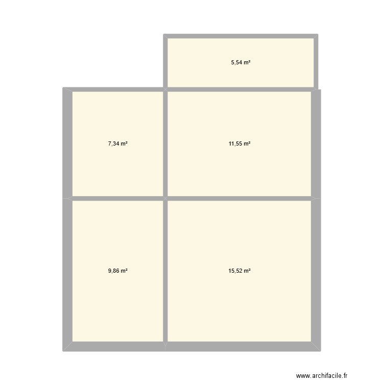 23 cesar aleman. Plan de 5 pièces et 50 m2