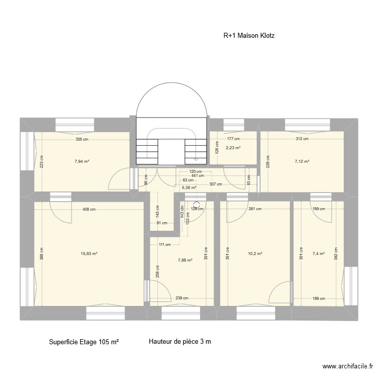 Maison R1 Klotz V2. Plan de 8 pièces et 64 m2