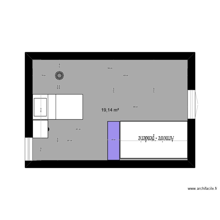 chambreALEX. Plan de 1 pièce et 19 m2