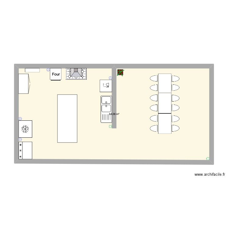 Habitat logement. Plan de 1 pièce et 64 m2