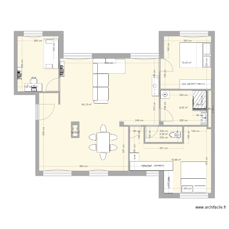 appart GABY proposition nico avec aménagement 12/05/24. Plan de 7 pièces et 90 m2