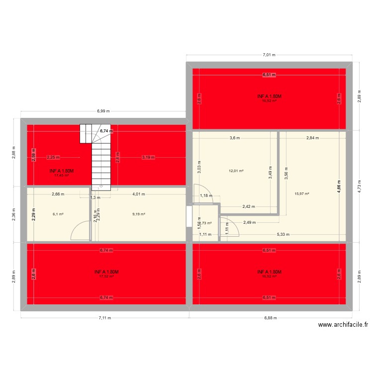 lahaut. Plan de 9 pièces et 114 m2