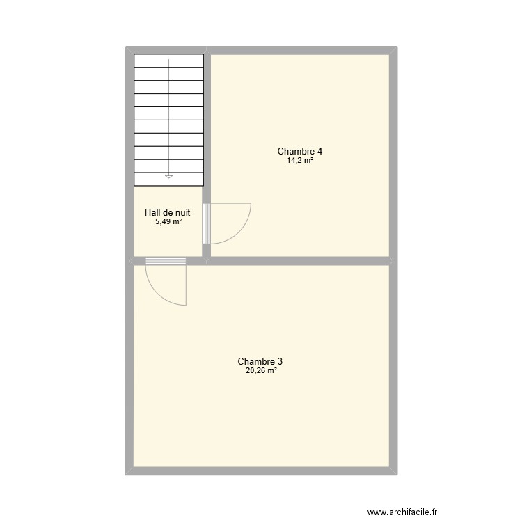 Plan Petites Vignes 2e avec mesures. Plan de 3 pièces et 40 m2