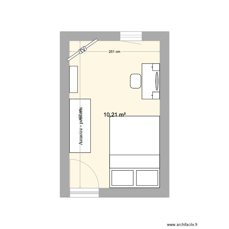 chambre yamina. Plan de 1 pièce et 10 m2