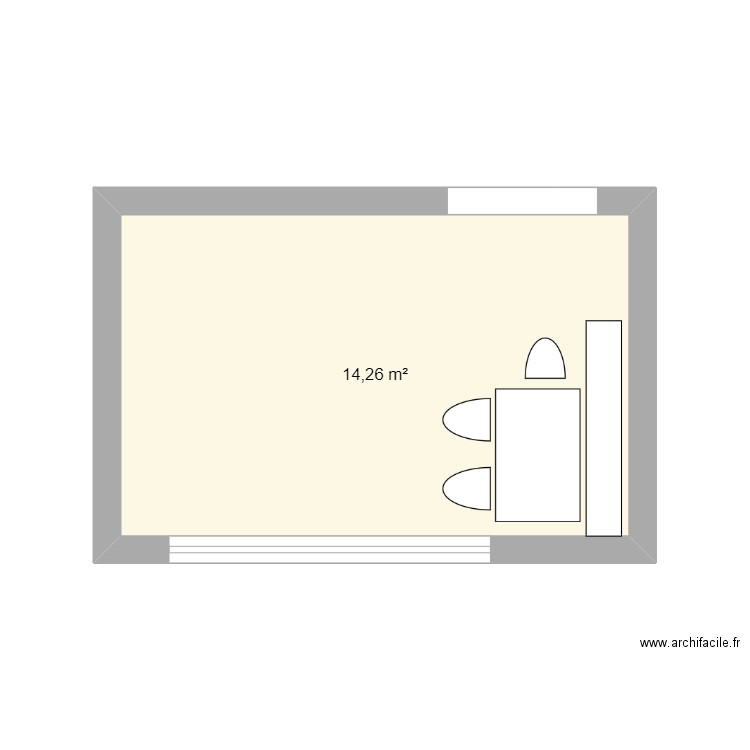 Cuisine. Plan de 1 pièce et 14 m2