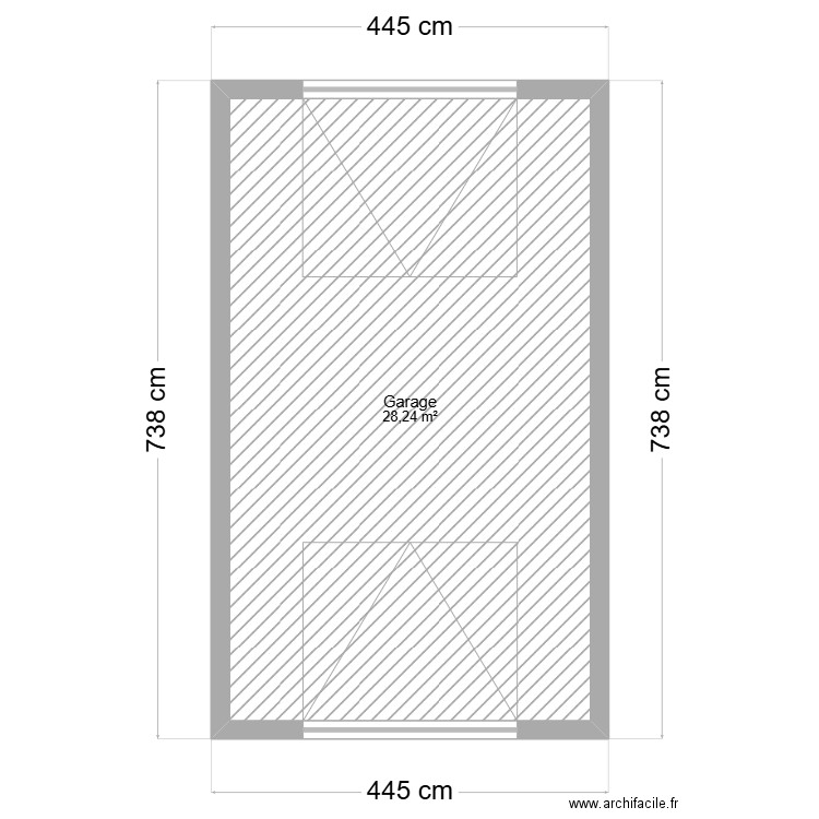 garage maison. Plan de 1 pièce et 28 m2