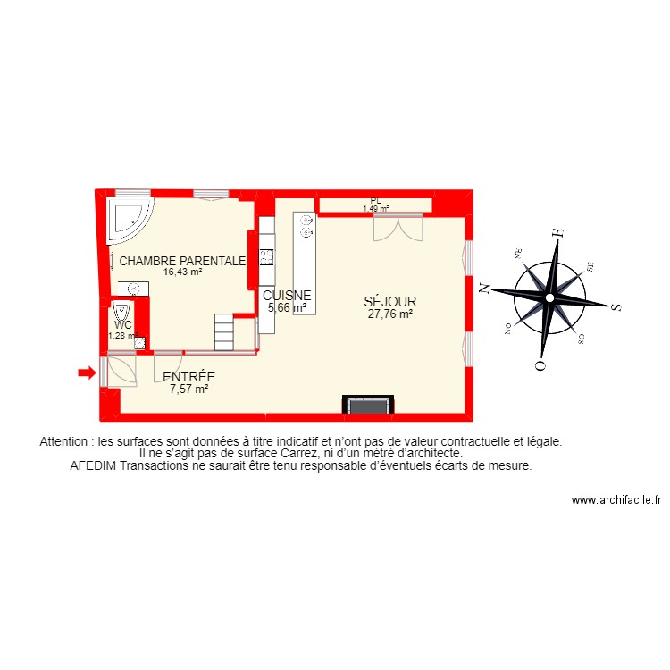 BI 21427 - . Plan de 16 pièces et 73 m2