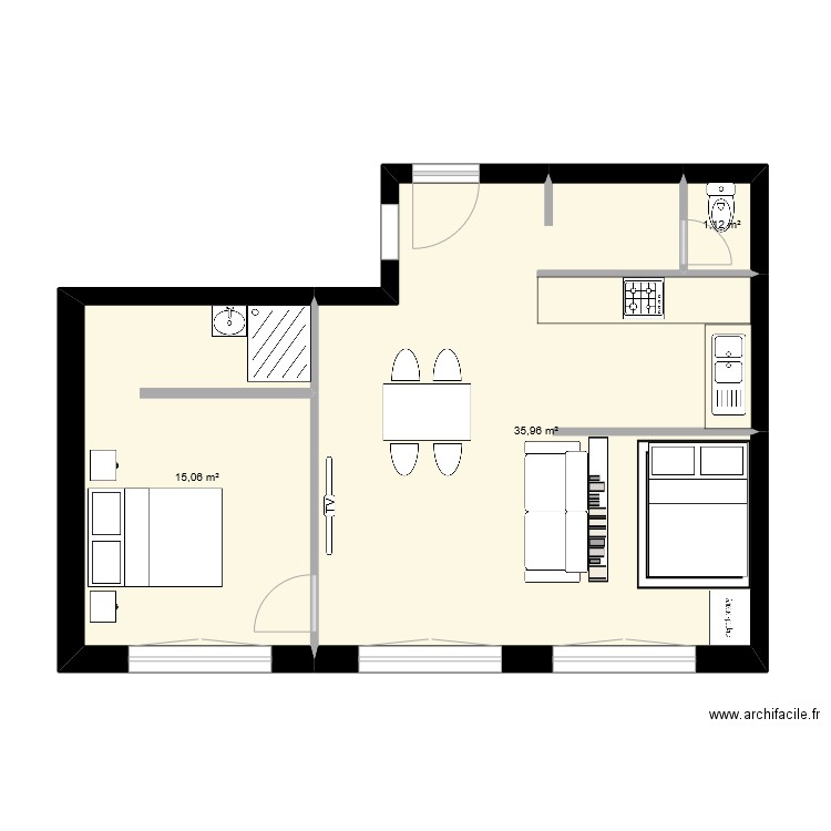 Ecercie 1.1. Plan de 3 pièces et 52 m2