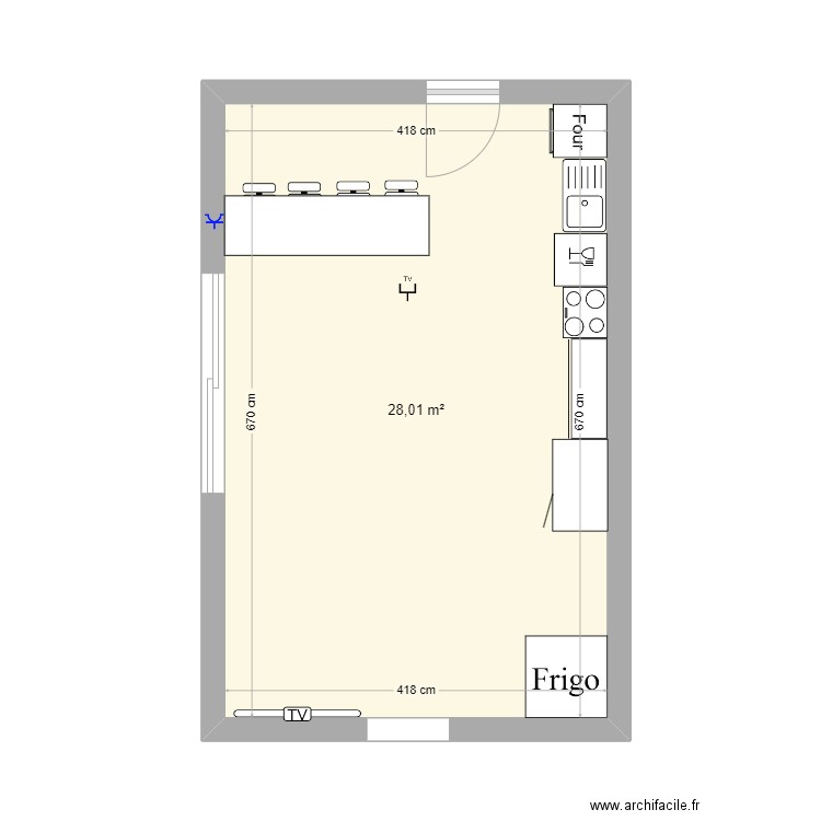 plan 1 ducastel test. Plan de 1 pièce et 28 m2