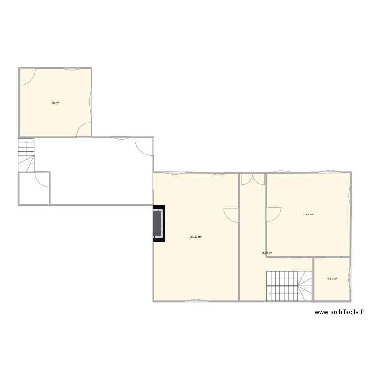 trebons rdc. Plan de 5 pièces et 91 m2