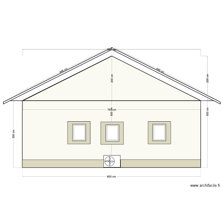 facade arrière. Plan de 0 pièce et 0 m2