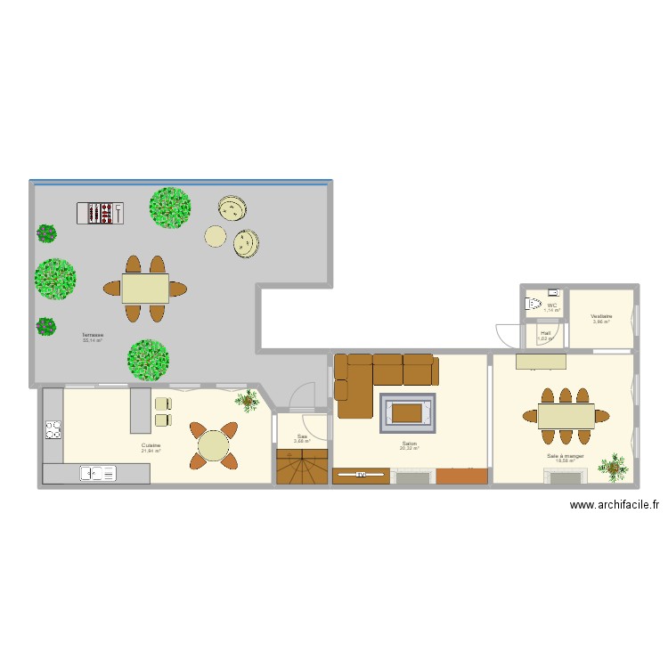 Lairesse Rez. Plan de 8 pièces et 126 m2