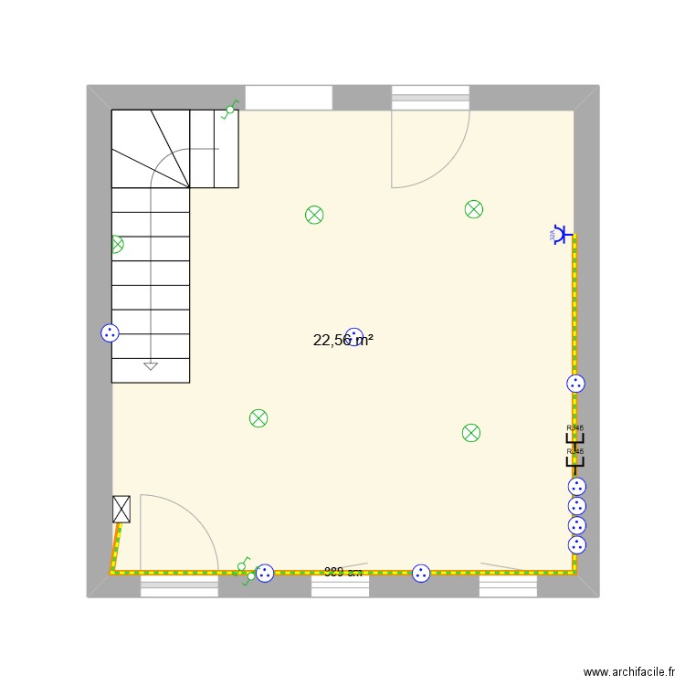 maison. Plan de 1 pièce et 23 m2