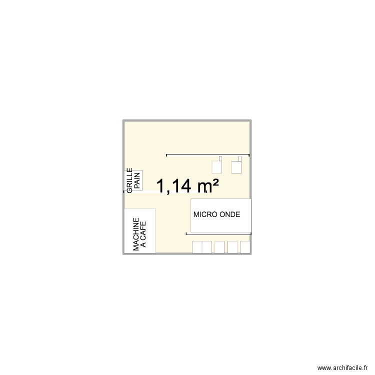 Coin café. Plan de 1 pièce et 1 m2