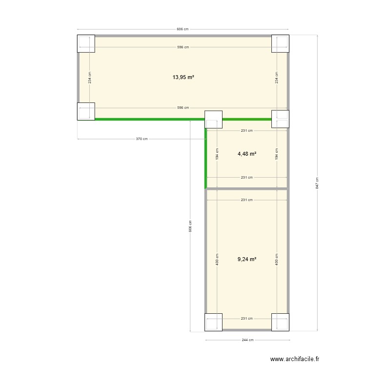 Plan Blanchard . Plan de 3 pièces et 28 m2