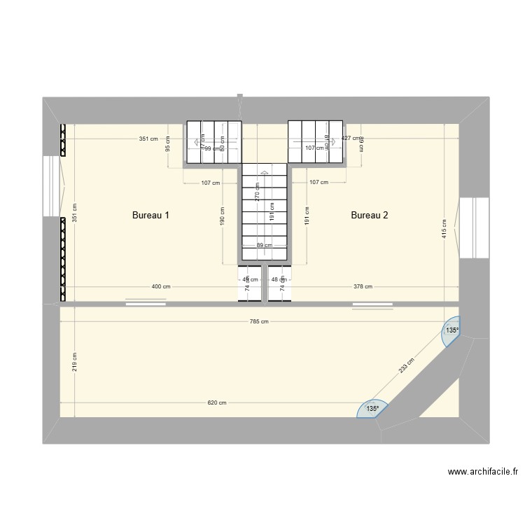 Annexe Lot 3 Mezzanine. Plan de 3 pièces et 43 m2