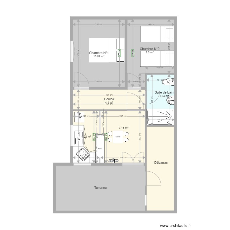 projet RANO. Plan de 8 pièces et 59 m2