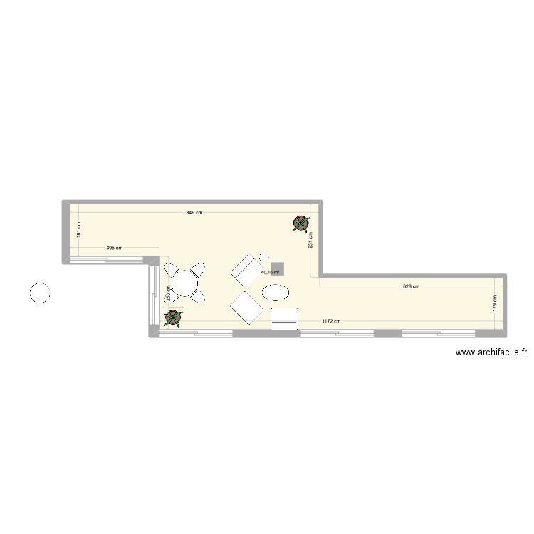 TERRASSE 5 bis. Plan de 1 pièce et 40 m2