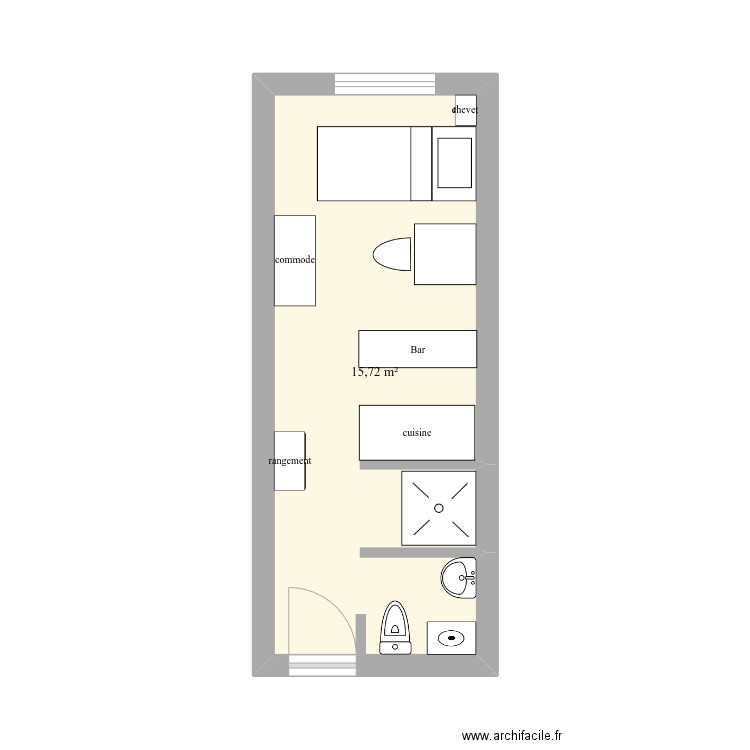 plan_240. Plan de 1 pièce et 16 m2