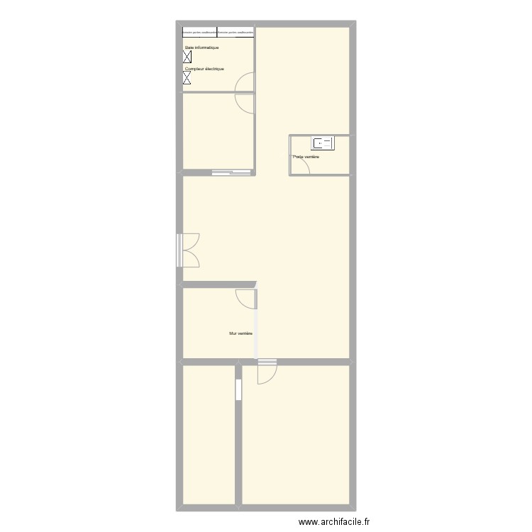 Bureau après travaux. Plan de 6 pièces et 134 m2